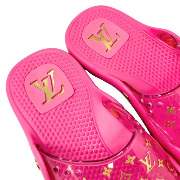 LOUIS VUITTON Vintage LV Monogram Slide Sandals #37 US 7 Pink Rubber [103822] - Picture 7 of 10